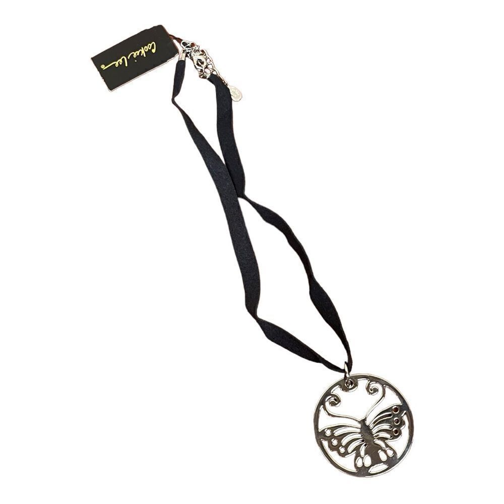 New Vintage Cookie Lee Butterfly Necklace Y2K Pendant Round Circle